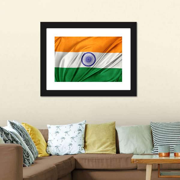 Close Up Of Indian Flag Panoramic Canvas Wall Art-1 Piece-36" x 12"-Tiaracle