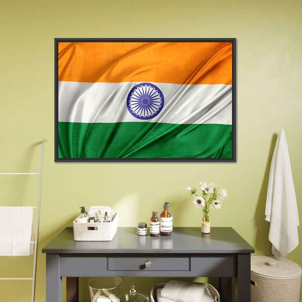 Close Up Of Indian Flag Panoramic Canvas Wall Art-1 Piece-36" x 12"-Tiaracle