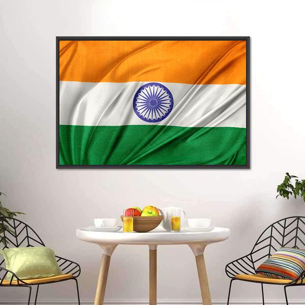 Close Up Of Indian Flag Panoramic Canvas Wall Art-1 Piece-36" x 12"-Tiaracle