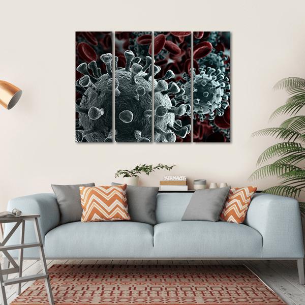 Coronavirus Close Up Canvas Wall Art-4 Horizontal-Gallery Wrap-34" x 24"-Tiaracle