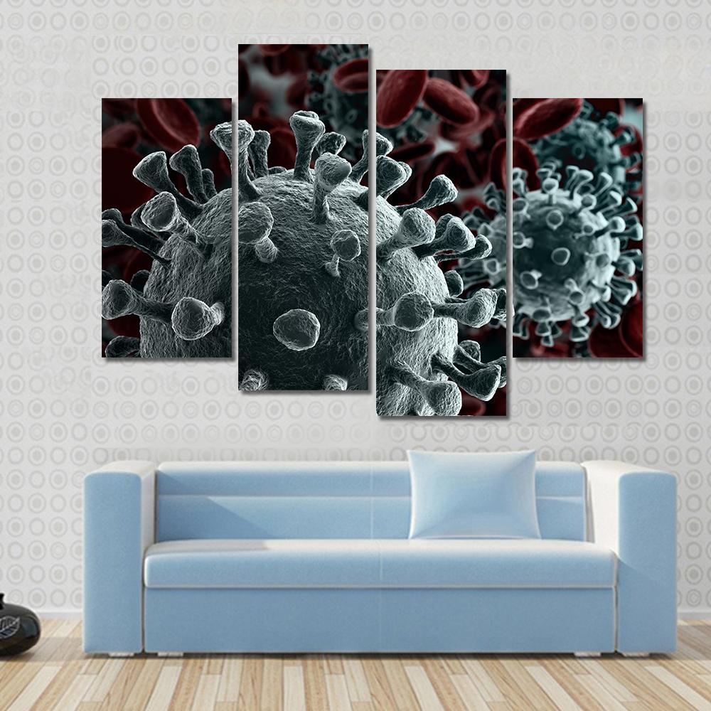 Coronavirus Close Up Canvas Wall Art-4 Pop-Gallery Wrap-34" x 20"-Tiaracle