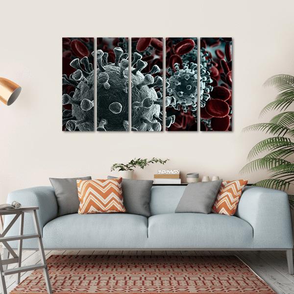 Coronavirus Close Up Canvas Wall Art-5 Horizontal-Gallery Wrap-22" x 12"-Tiaracle