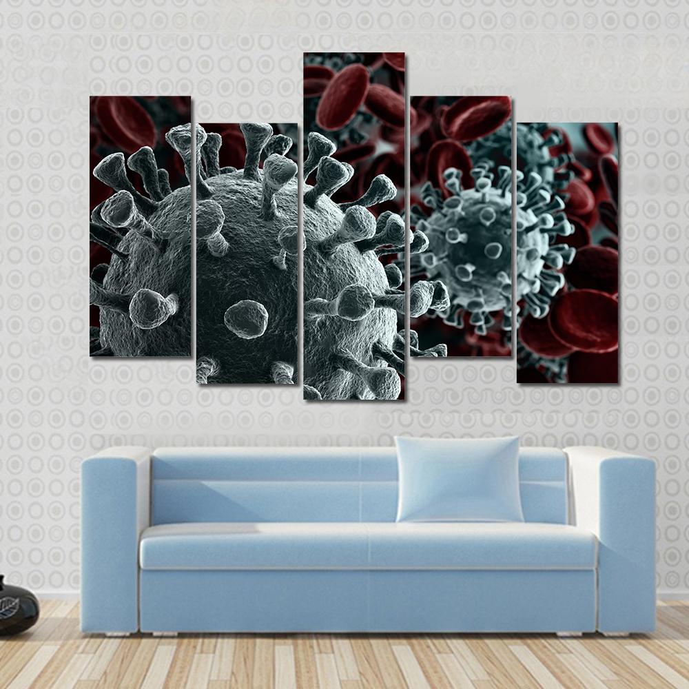 Coronavirus Close Up Canvas Wall Art-5 Pop-Gallery Wrap-32" x 21"-Tiaracle