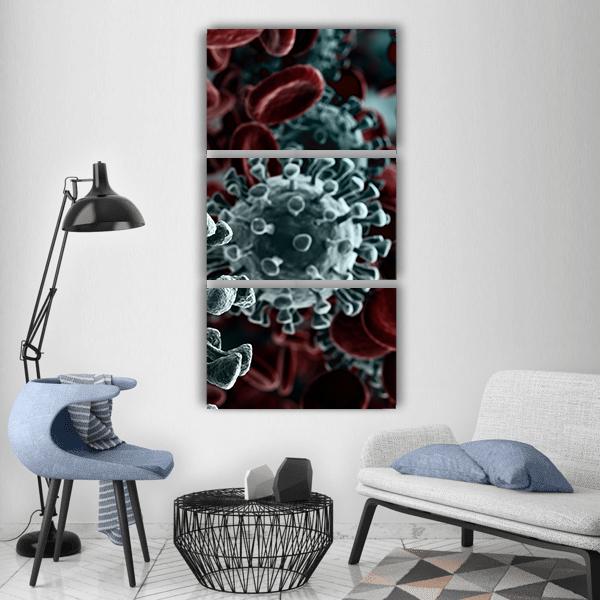 Coronavirus Close Up Vertical Canvas Wall Art-3 Vertical-Gallery Wrap-12" x 25"-Tiaracle