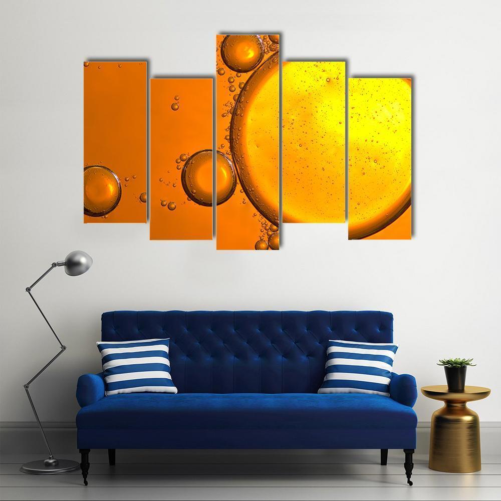 Close Up Of Oil Drops Canvas Wall Art-5 Pop-Gallery Wrap-47" x 32"-Tiaracle