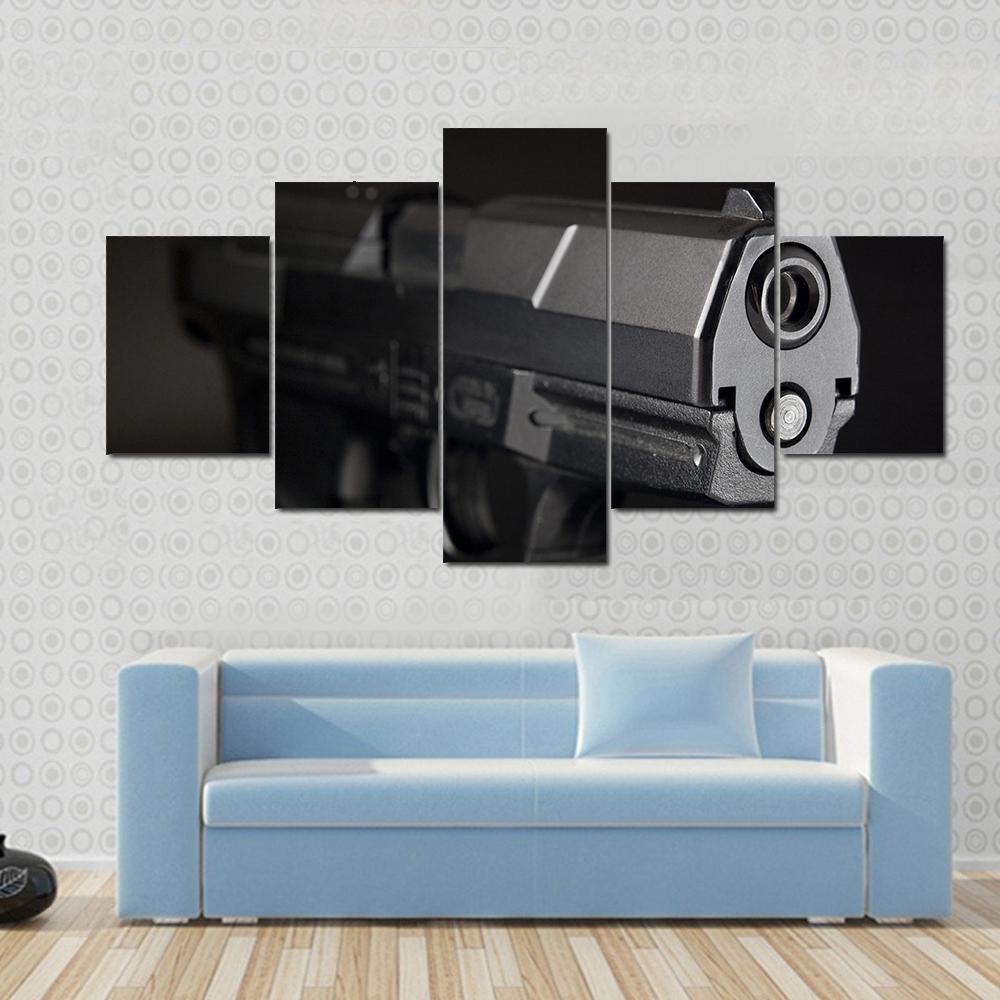 Close Up Of Pistol Canvas Wall Art-4 Pop-Gallery Wrap-50" x 32"-Tiaracle