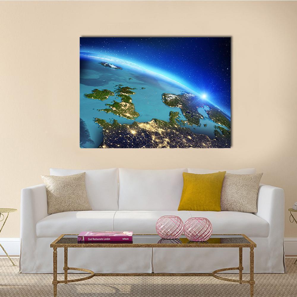 Close Up Of Planet Earth Canvas Wall Art-5 Horizontal-Gallery Wrap-22" x 12"-Tiaracle