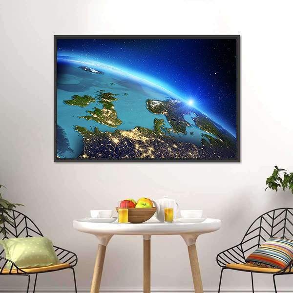 Close Up Of Planet Earth Canvas Wall Art-1 Piece-Floating Frame-24" x 16"-Tiaracle