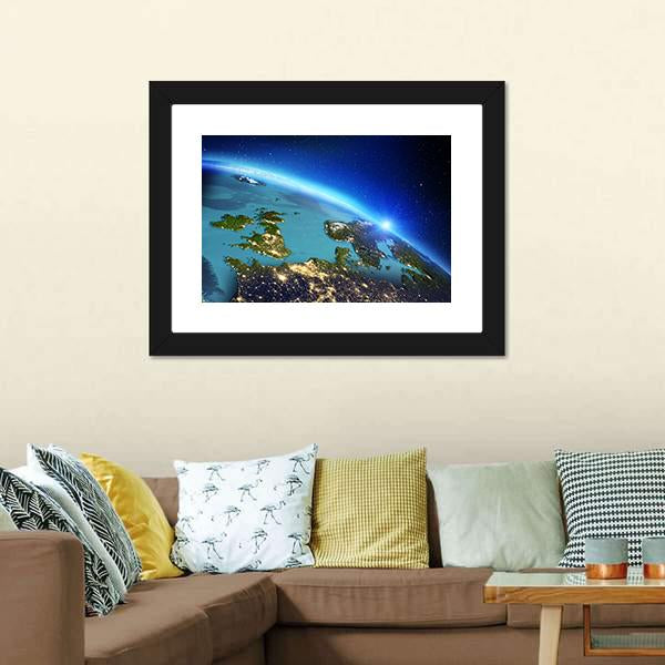 Close Up Of Planet Earth Canvas Wall Art-1 Piece-Framed Print-20" x 16"-Tiaracle