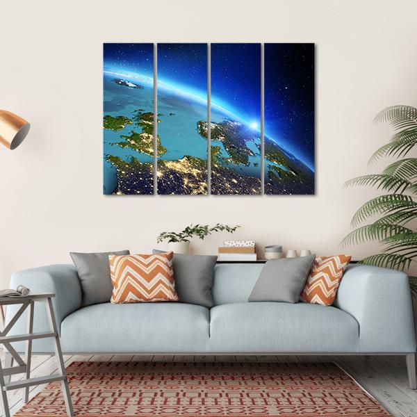 Close Up Of Planet Earth Canvas Wall Art-4 Horizontal-Gallery Wrap-34" x 24"-Tiaracle