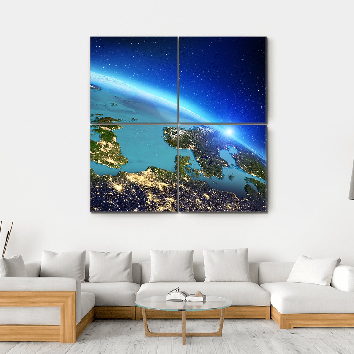 Close Up Of Planet Earth Canvas Wall Art-4 Square-Gallery Wrap-17" x 17"-Tiaracle