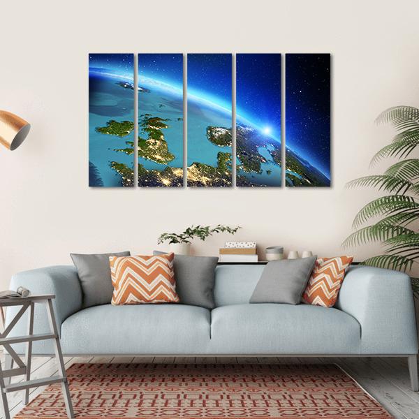 Close Up Of Planet Earth Canvas Wall Art-5 Horizontal-Gallery Wrap-22" x 12"-Tiaracle