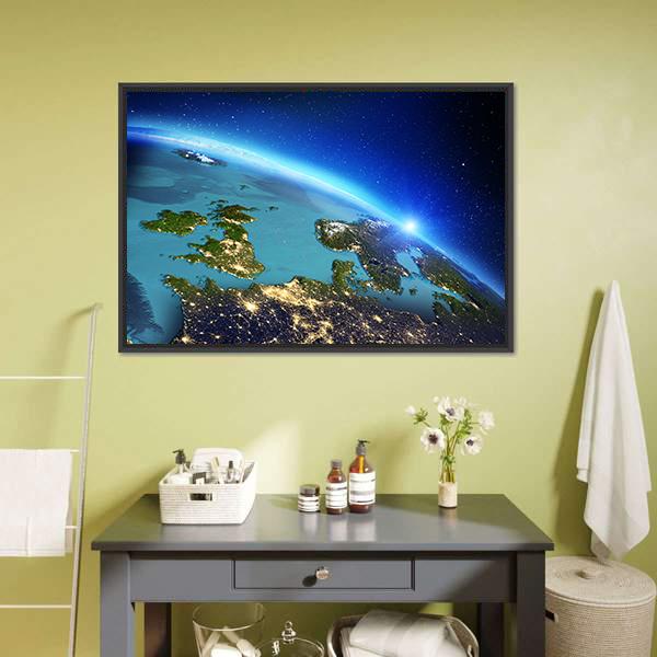 Close Up Of Planet Earth Canvas Wall Art-5 Horizontal-Gallery Wrap-22" x 12"-Tiaracle