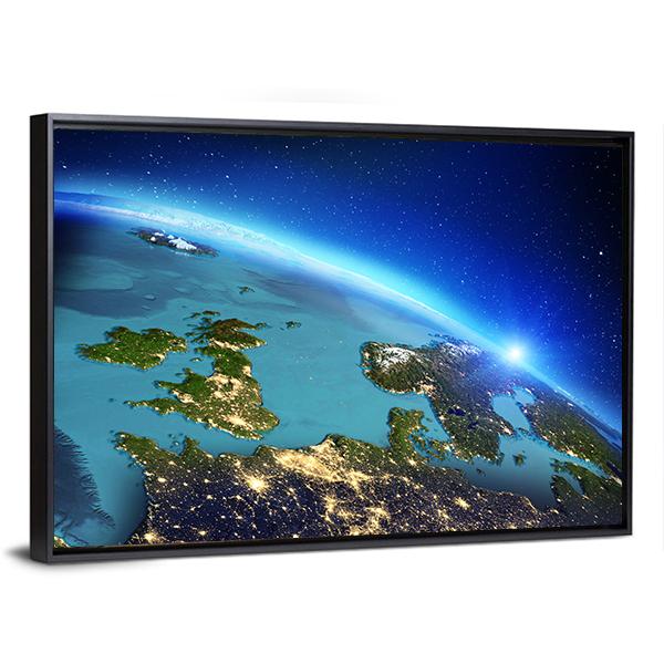 Close Up Of Planet Earth Canvas Wall Art-5 Horizontal-Gallery Wrap-22" x 12"-Tiaracle