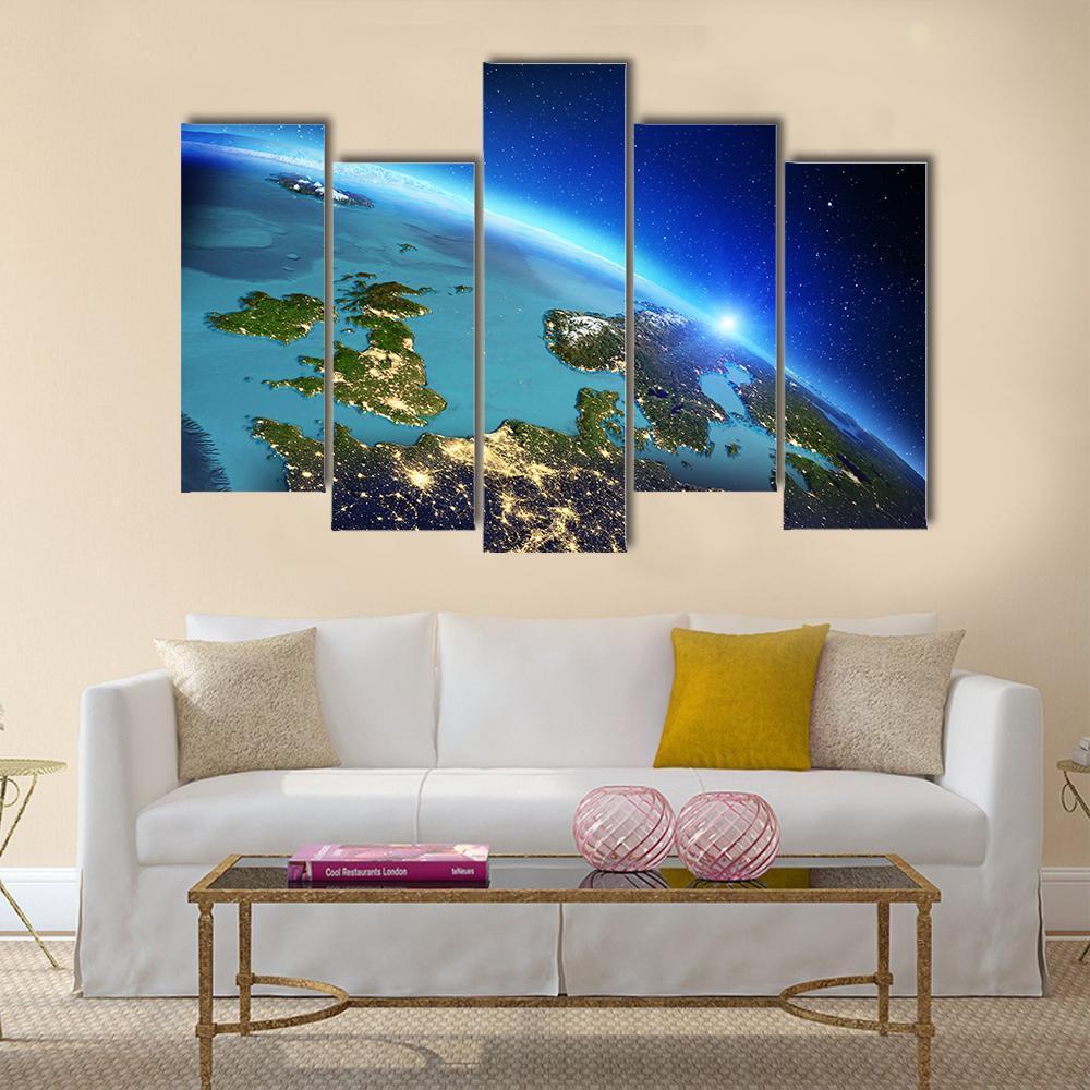 Close Up Of Planet Earth Canvas Wall Art-5 Pop-Gallery Wrap-47" x 32"-Tiaracle
