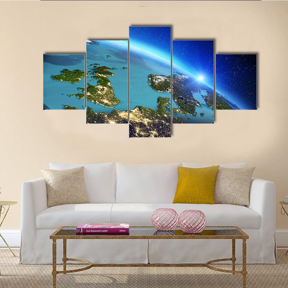 Close Up Of Planet Earth Canvas Wall Art-5 Star-Gallery Wrap-62" x 32"-Tiaracle