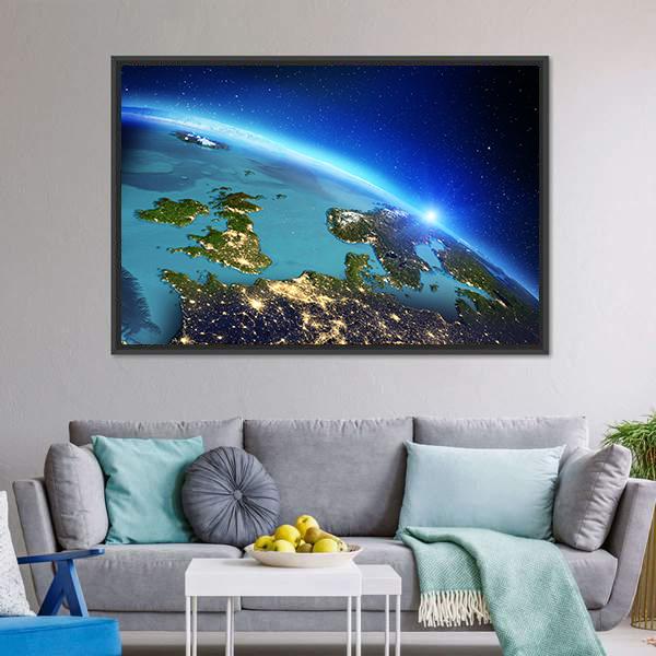 Close Up Of Planet Earth Canvas Wall Art-3 Horizontal-Gallery Wrap-25" x 16"-Tiaracle