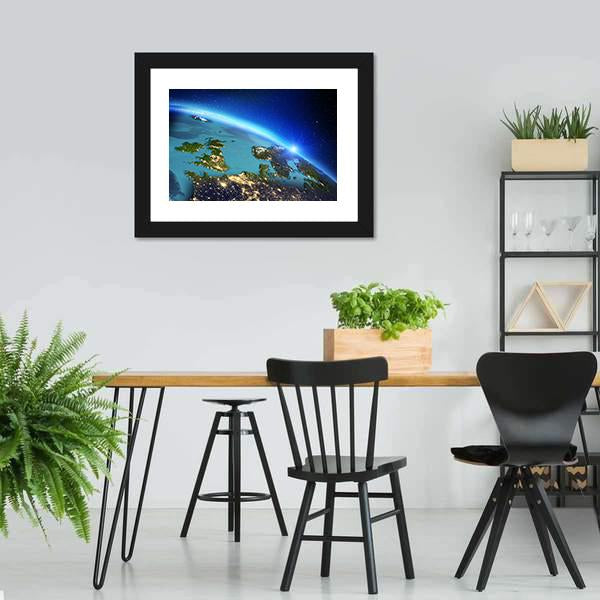 Close Up Of Planet Earth Canvas Wall Art-3 Horizontal-Gallery Wrap-25" x 16"-Tiaracle