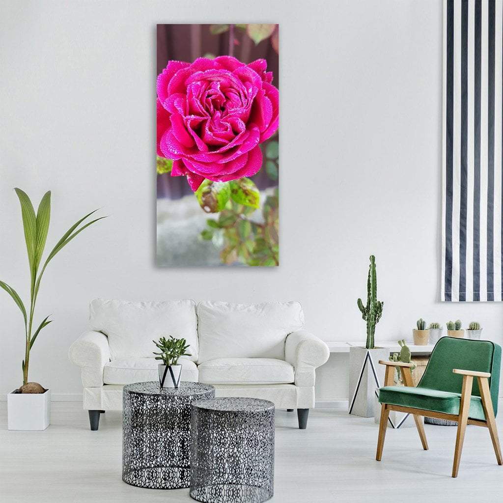 Pink Rose Vertical Canvas Wall Art-1 Vertical-Gallery Wrap-12" x 24"-Tiaracle