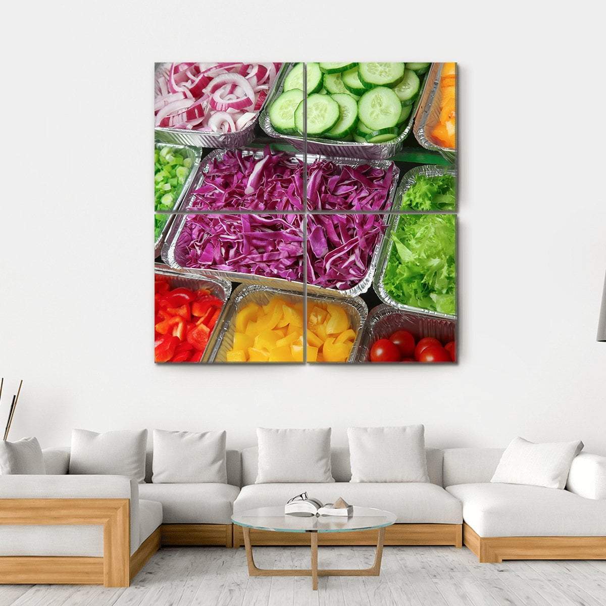 Salad Bar Canvas Wall Art-4 Square-Gallery Wrap-17" x 17"-Tiaracle