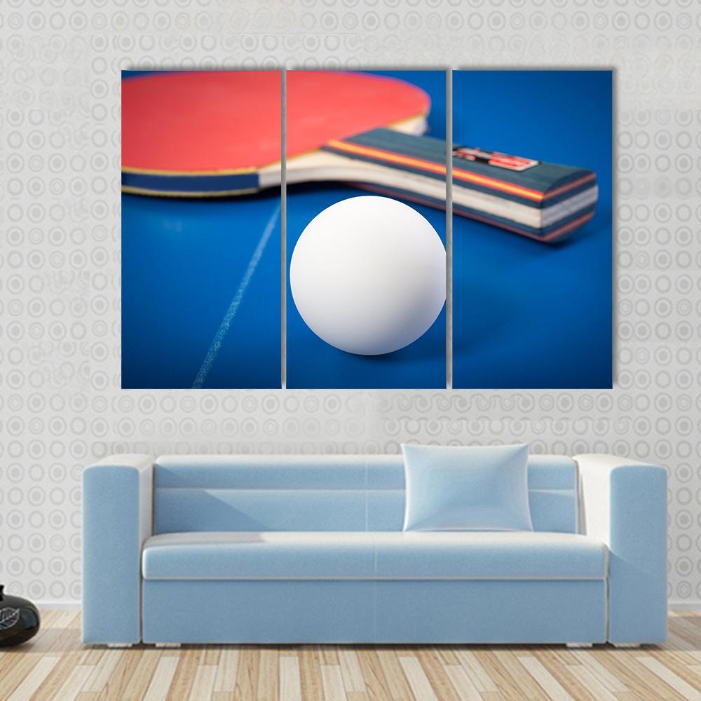 Table Tennis Ball &amp; Racket Canvas Wall Art-3 Horizontal-Gallery Wrap-37" x 24"-Tiaracle