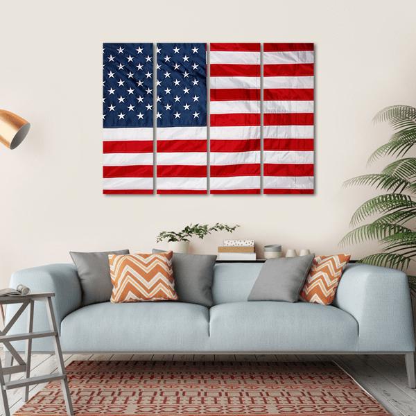 Close Up Of US Flag Canvas Wall Art-4 Horizontal-Gallery Wrap-34" x 24"-Tiaracle