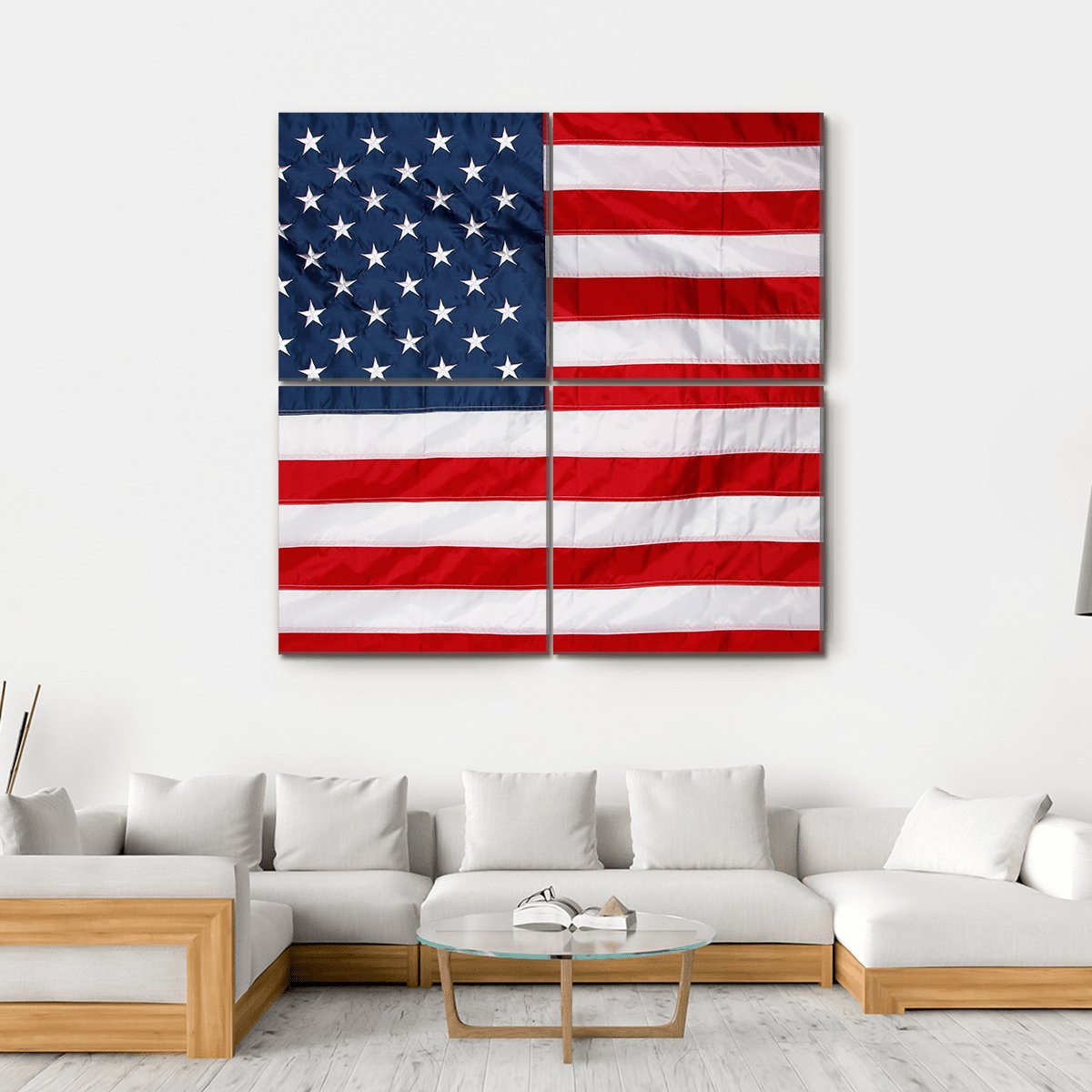 Close Up Of US Flag Canvas Wall Art-4 Square-Gallery Wrap-17" x 17"-Tiaracle