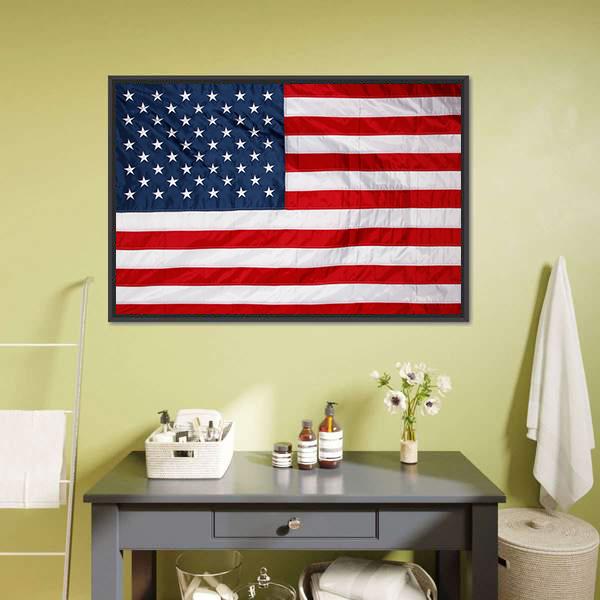 Close Up Of US Flag Canvas Wall Art-5 Horizontal-Gallery Wrap-22" x 12"-Tiaracle