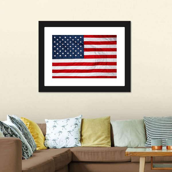 Close Up Of US Flag Panoramic Canvas Wall Art-1 Piece-36" x 12"-Tiaracle