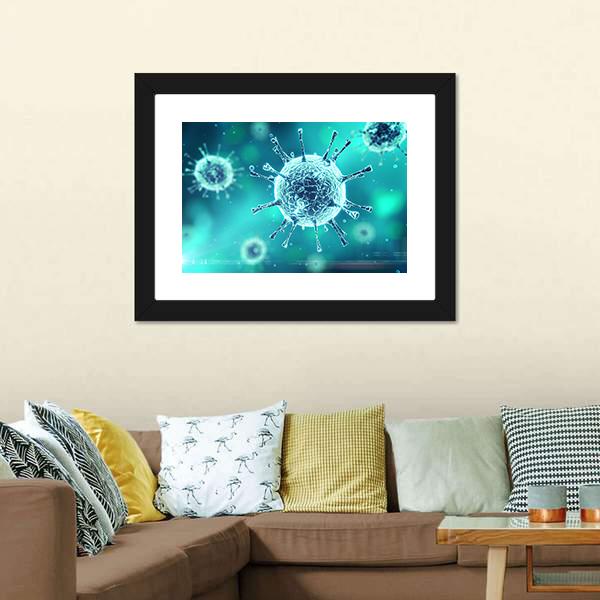 Close Up Of Virus Canvas Wall Art-1 Piece-Framed Print-20" x 16"-Tiaracle