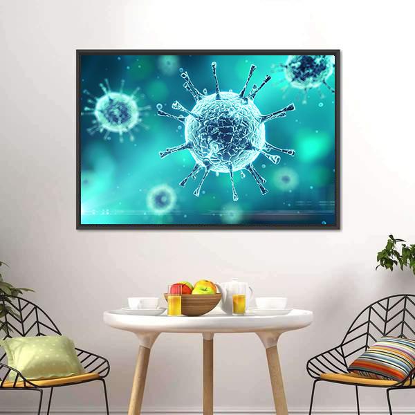 Close Up Of Virus Canvas Wall Art-1 Piece-Floating Frame-24" x 16"-Tiaracle