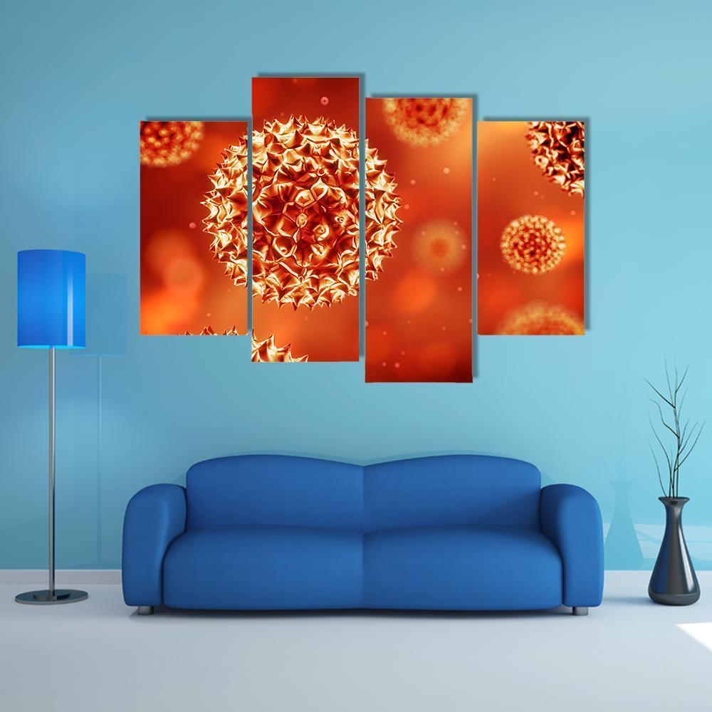 Close Up Of Virus Structure Canvas Wall Art-4 Pop-Gallery Wrap-50" x 32"-Tiaracle