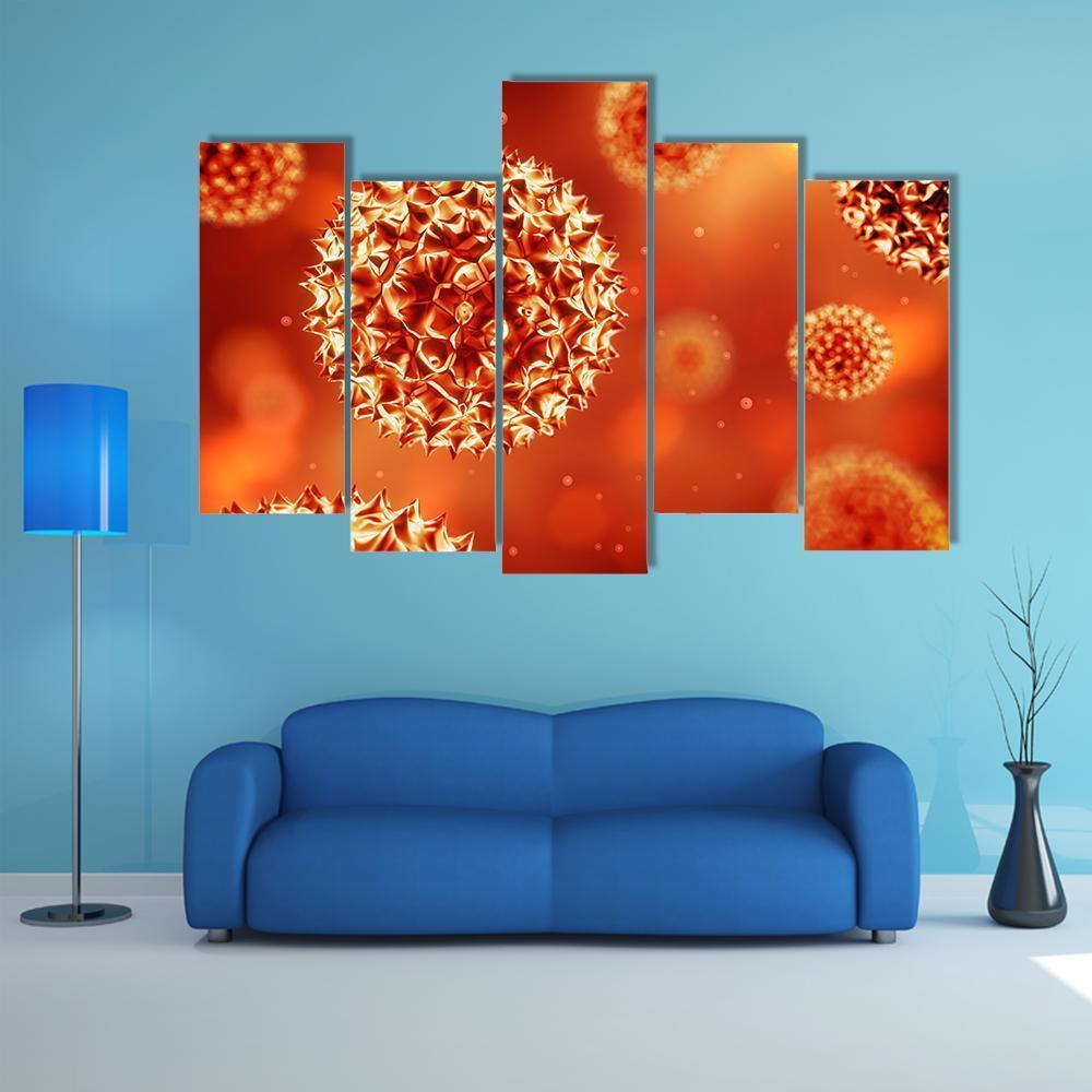 Close Up Of Virus Structure Canvas Wall Art-5 Pop-Gallery Wrap-47" x 32"-Tiaracle