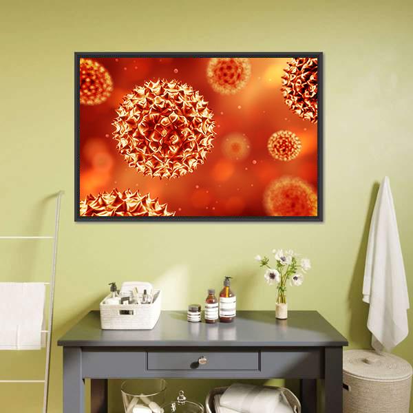 Close Up Of Virus Structure Canvas Wall Art-3 Horizontal-Gallery Wrap-25" x 16"-Tiaracle