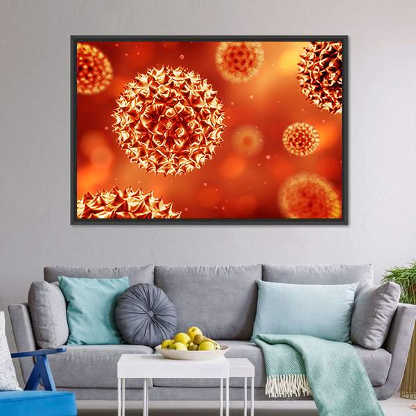 Close Up Of Virus Structure Canvas Wall Art-3 Horizontal-Gallery Wrap-25" x 16"-Tiaracle