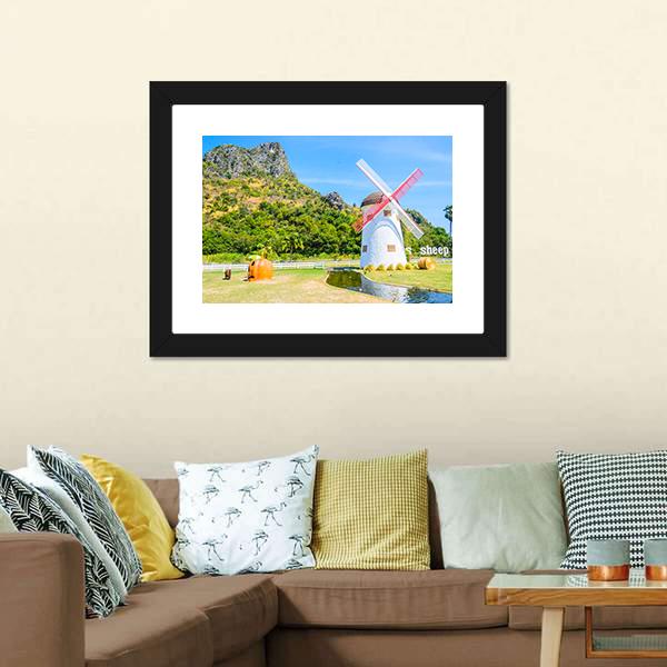 Close Up Of Windmill Canvas Wall Art-1 Piece-Framed Print-20" x 16"-Tiaracle