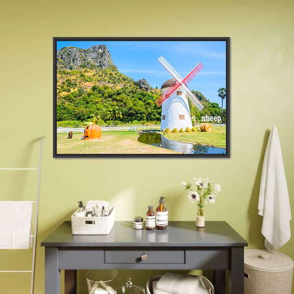 Close Up Of Windmill Canvas Wall Art-5 Horizontal-Gallery Wrap-22" x 12"-Tiaracle