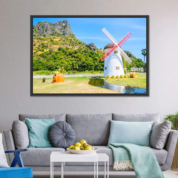 Close Up Of Windmill Canvas Wall Art-5 Horizontal-Gallery Wrap-22" x 12"-Tiaracle