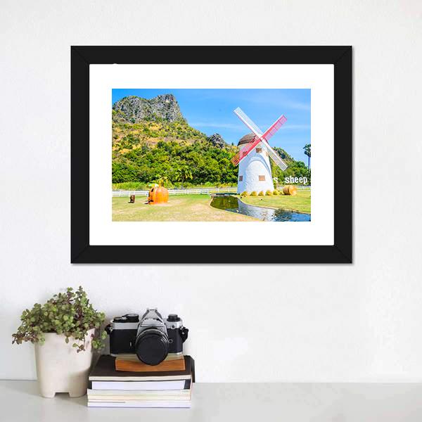 Close Up Of Windmill Canvas Wall Art-5 Horizontal-Gallery Wrap-22" x 12"-Tiaracle