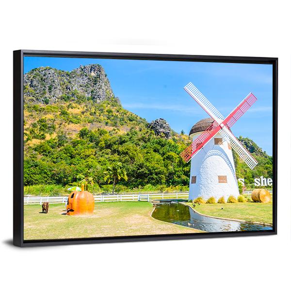 Close Up Of Windmill Canvas Wall Art-5 Horizontal-Gallery Wrap-22" x 12"-Tiaracle