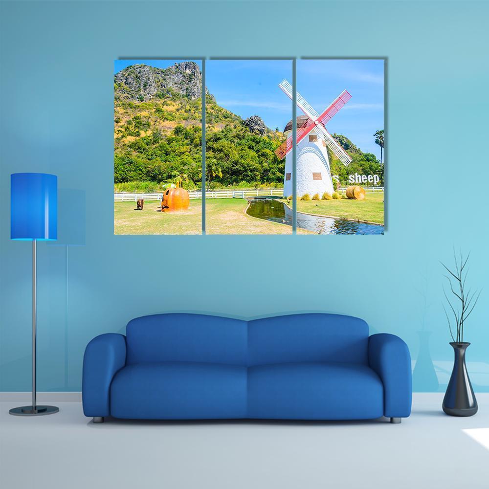 Close Up Of Windmill Canvas Wall Art-3 Horizontal-Gallery Wrap-37" x 24"-Tiaracle
