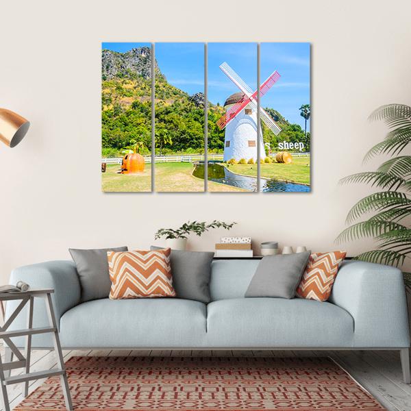 Close Up Of Windmill Canvas Wall Art-4 Horizontal-Gallery Wrap-34" x 24"-Tiaracle