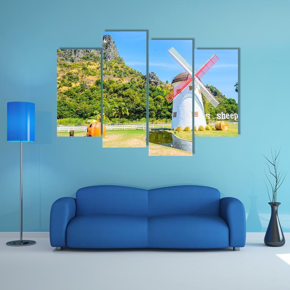 Close Up Of Windmill Canvas Wall Art-4 Pop-Gallery Wrap-50" x 32"-Tiaracle