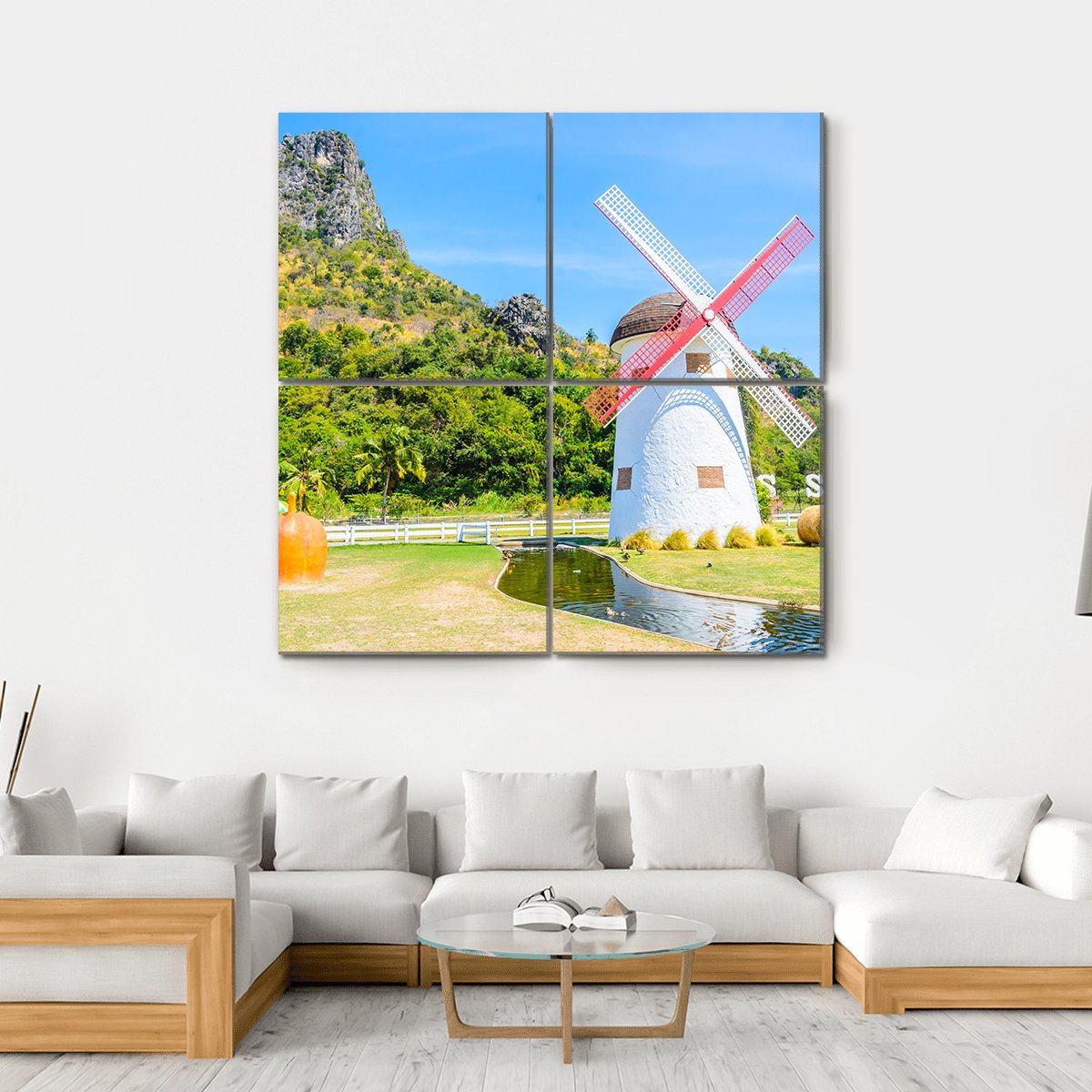 Close Up Of Windmill Canvas Wall Art-4 Square-Gallery Wrap-17" x 17"-Tiaracle