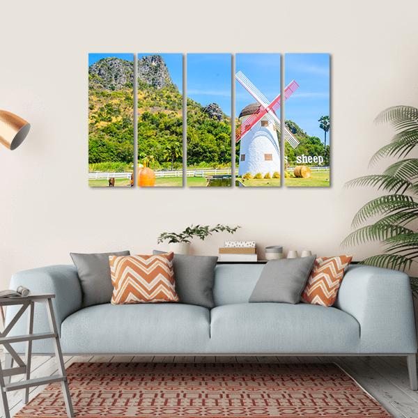 Close Up Of Windmill Canvas Wall Art-5 Horizontal-Gallery Wrap-22" x 12"-Tiaracle