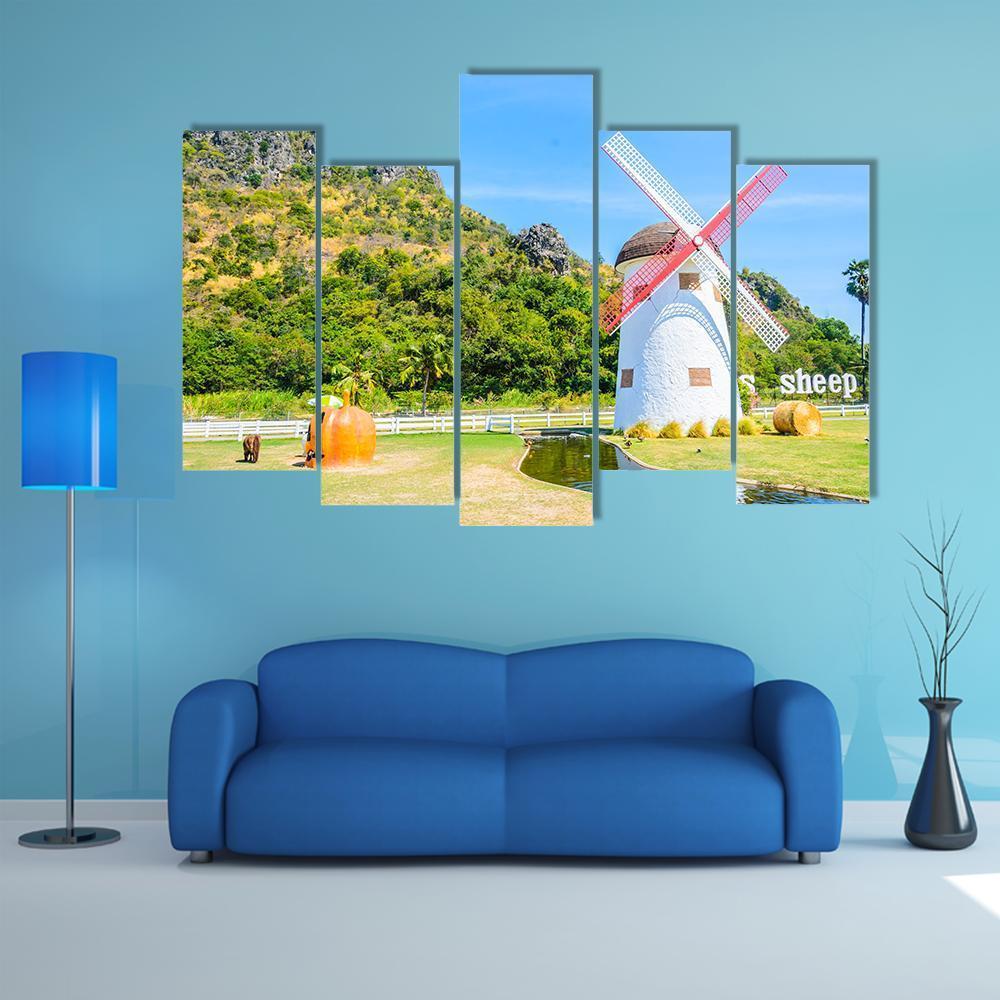 Close Up Of Windmill Canvas Wall Art-5 Pop-Gallery Wrap-47" x 32"-Tiaracle