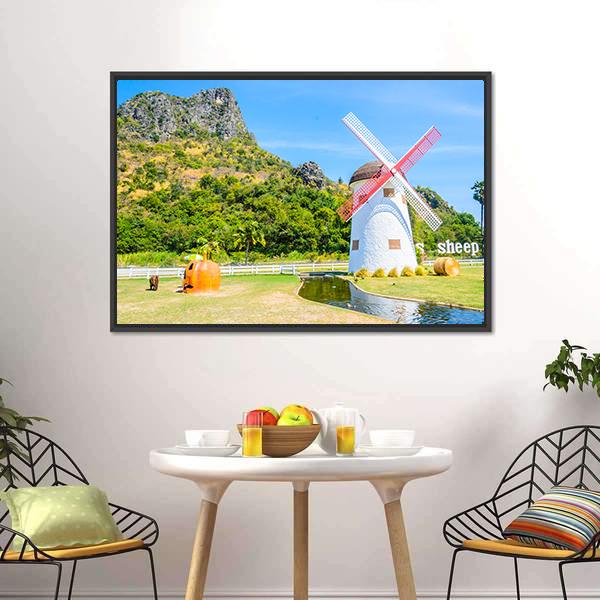 Close Up Of Windmill Canvas Wall Art-1 Piece-Floating Frame-24" x 16"-Tiaracle