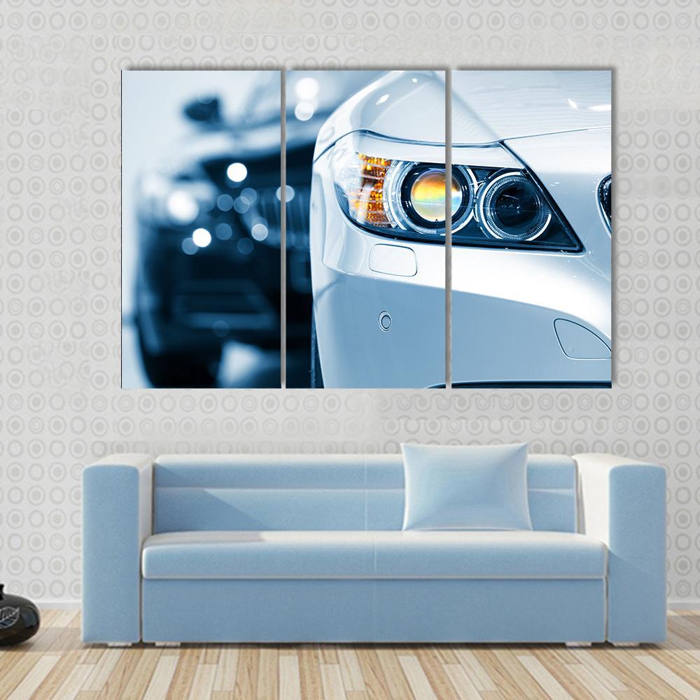 Close Up Of Car Headlight Canvas Wall Art-3 Horizontal-Gallery Wrap-37" x 24"-Tiaracle