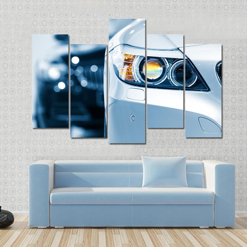 Close Up Of Car Headlight Canvas Wall Art-5 Pop-Gallery Wrap-47" x 32"-Tiaracle