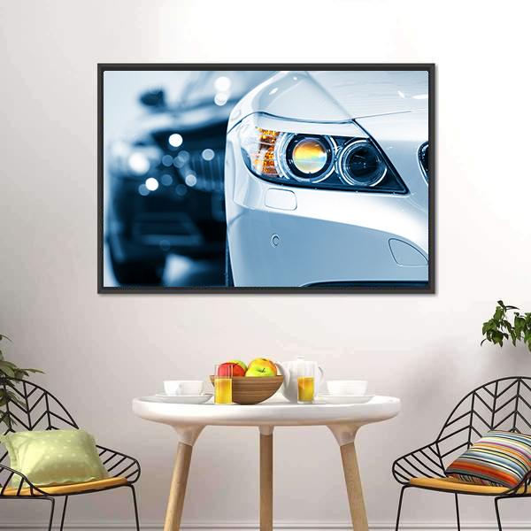 Close Up Of Car Headlight Canvas Wall Art-1 Piece-Floating Frame-24" x 16"-Tiaracle